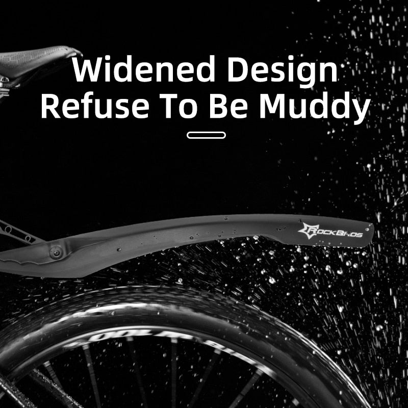 ROCKBROS Bicycle Fender Soft Plastic Taillight Multi-Angle Adjustable Widen High-Strength Mud Blocking Mudguard Bike Accessories
