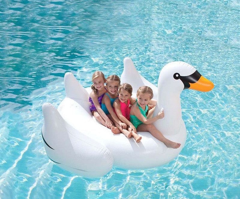 New Inflatable Swan Water Mount  Floating Row Swimming Ring Artifact