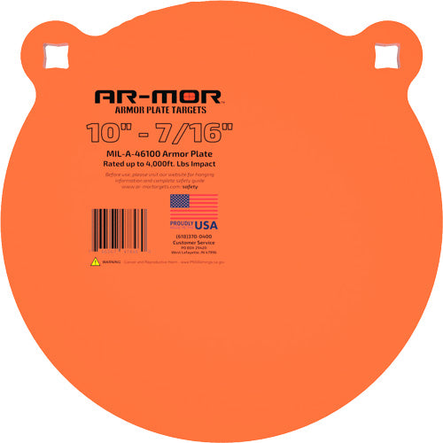 Ar-mor 10" Mil46100 Steel Gong - 7/16" Thick Steel Orange Round