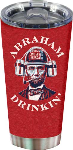 Rivers Edge 20oz Tumbler W/lid - Abraham Drinkin' Red/ss