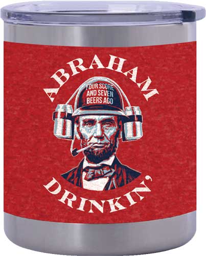 Rivers Edge 10oz Tumbler W/lid - Abraham Drinkin' Red/ss