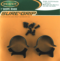 Weaver Rings Detachable Top - Mount Sure-grip 1" Med Black<